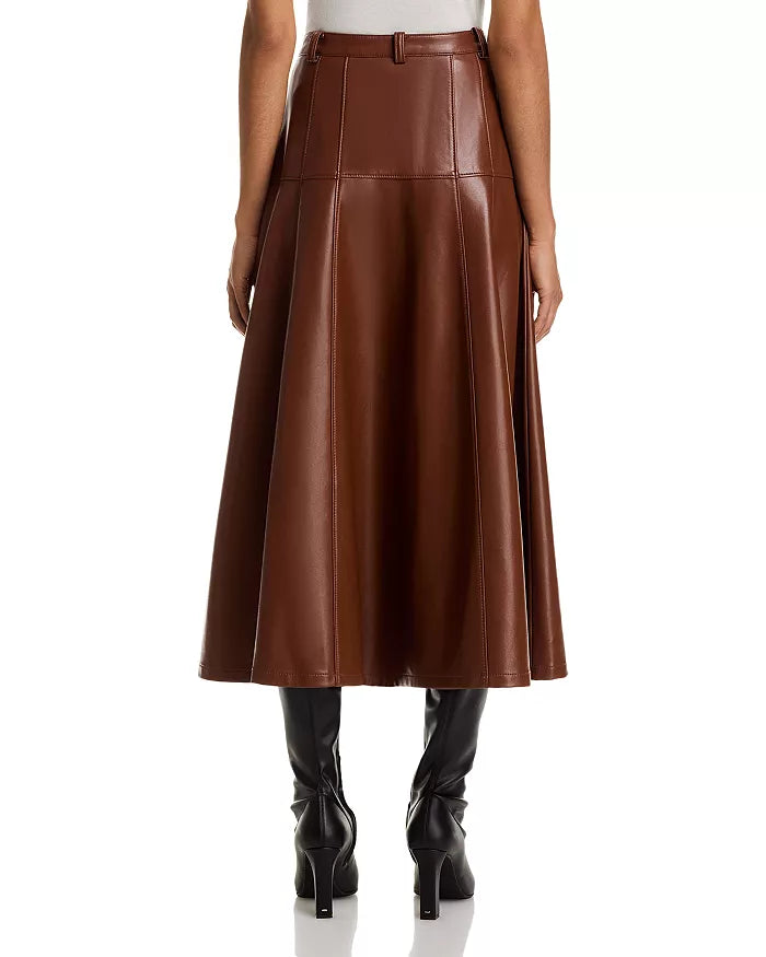 Dark Sepia Faux Leather Veena Skirt