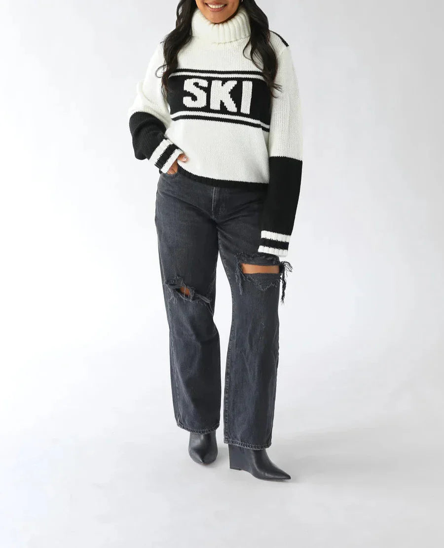 Black Cropped Ski Turtleneck