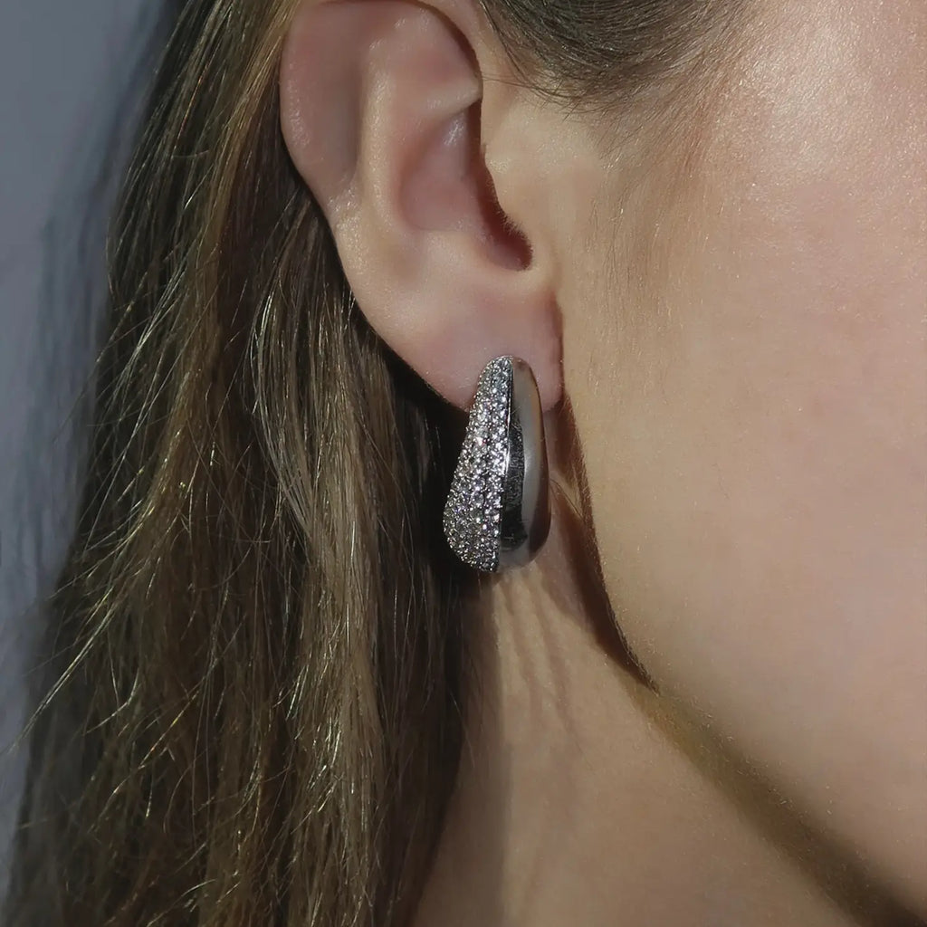 Silver Pavi Bobbi Earrings