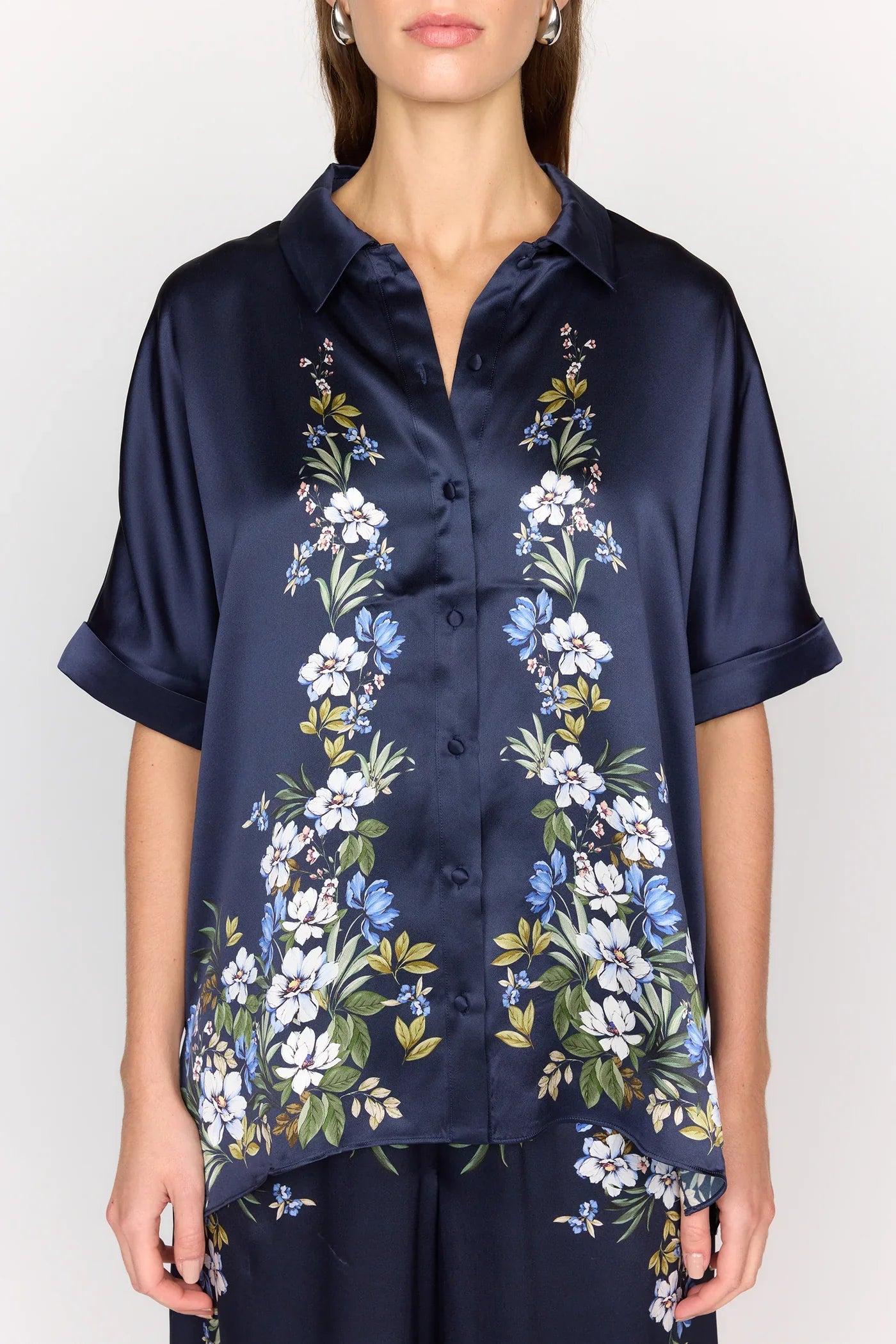 James Top - Navy Trellis