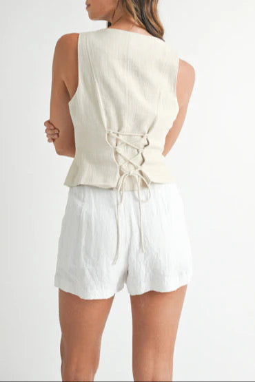 Oatmeal Button Front Vest