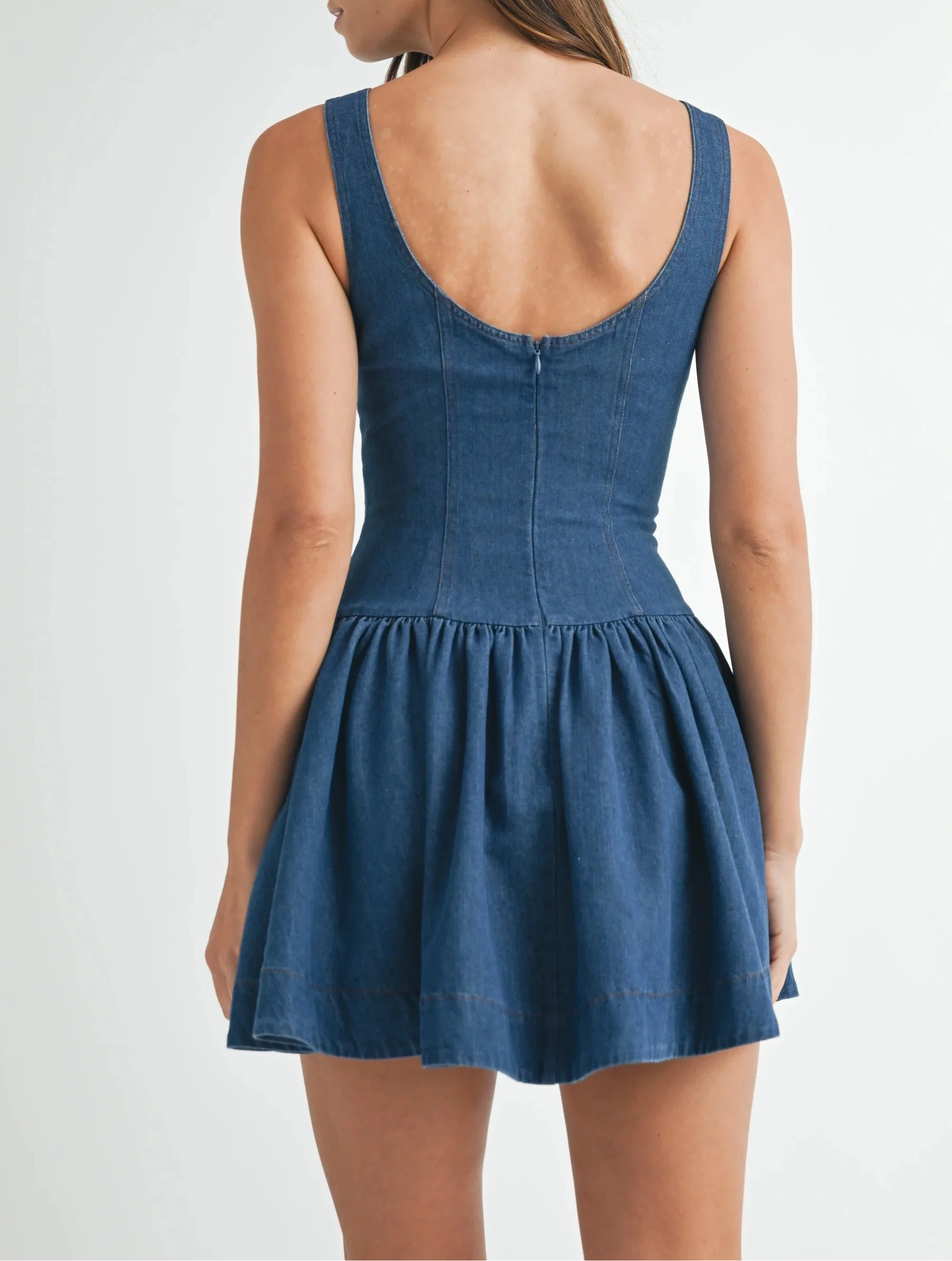 Denim Low Waist Mini Dress