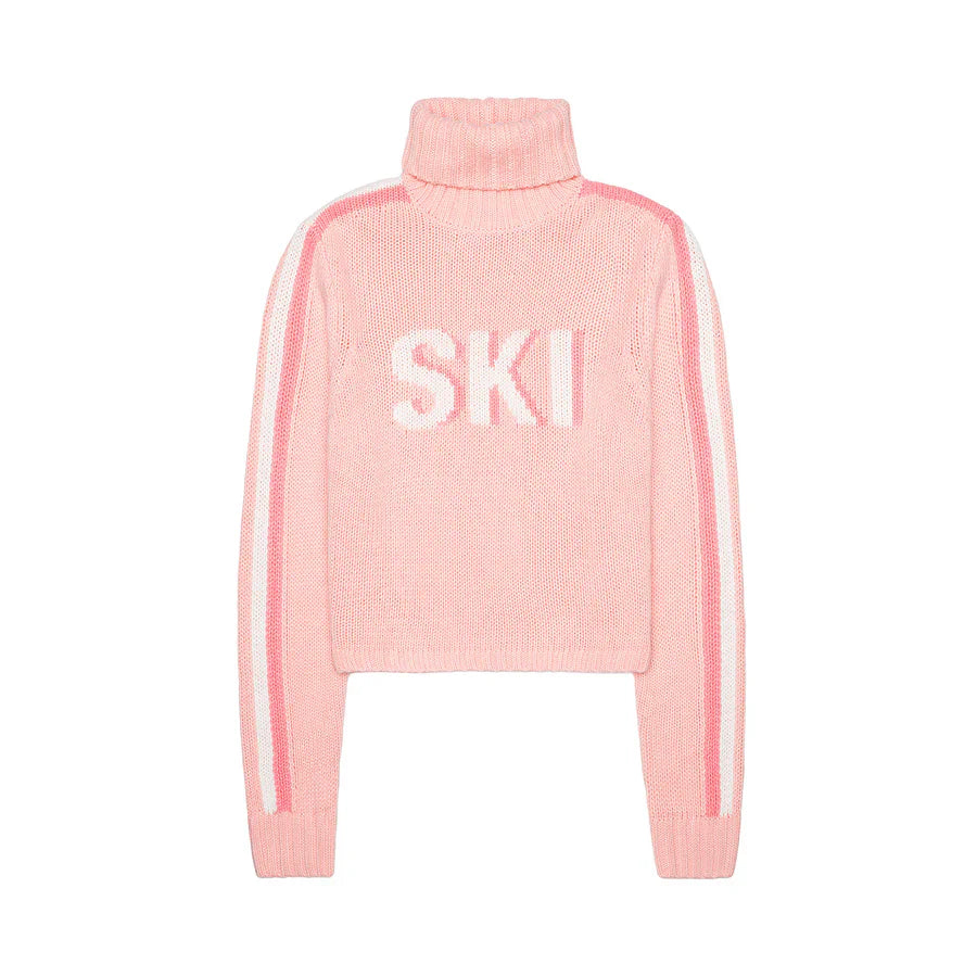 Pink Cropped Ski Turtleneck