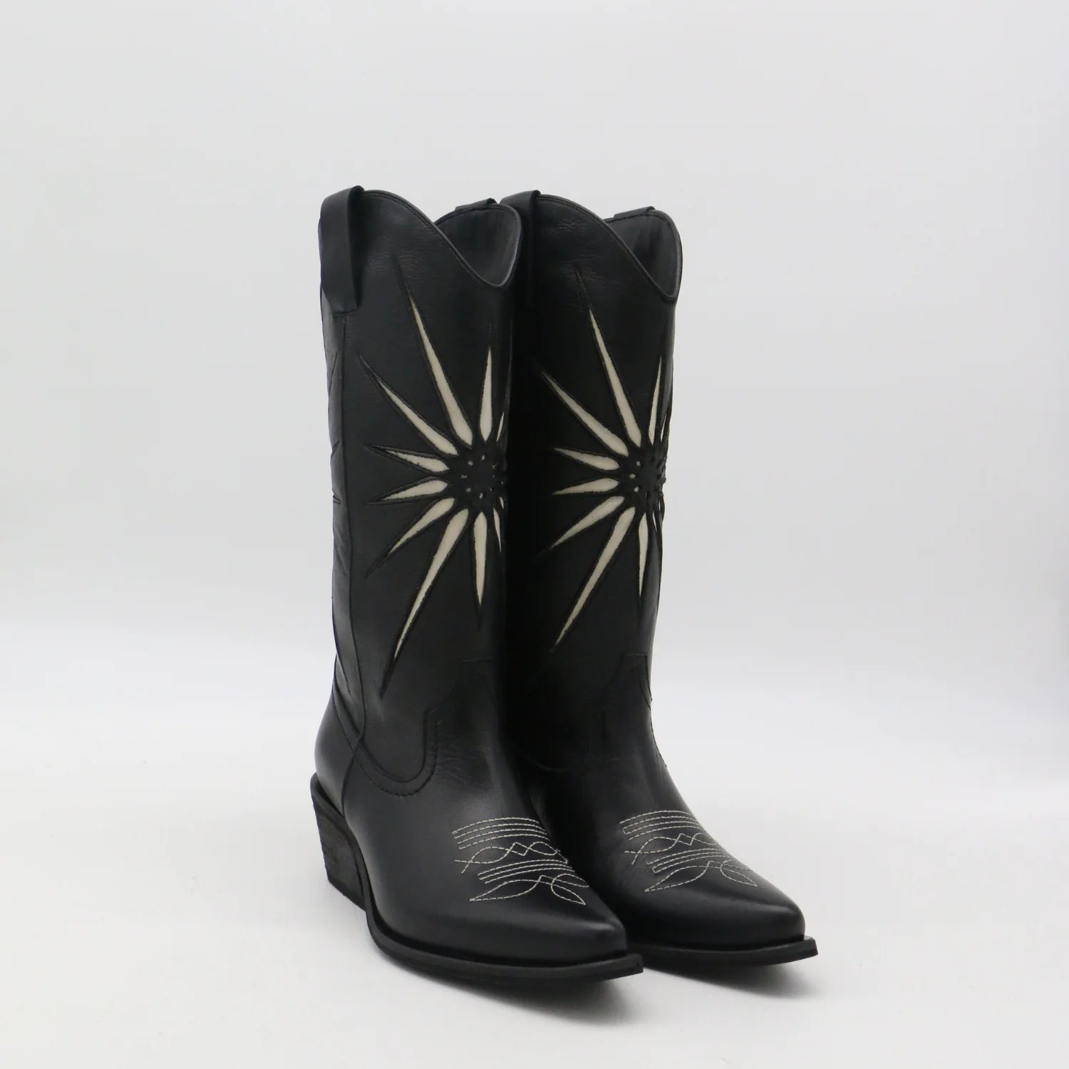 Black Leather Moonrise Cowboy Boots