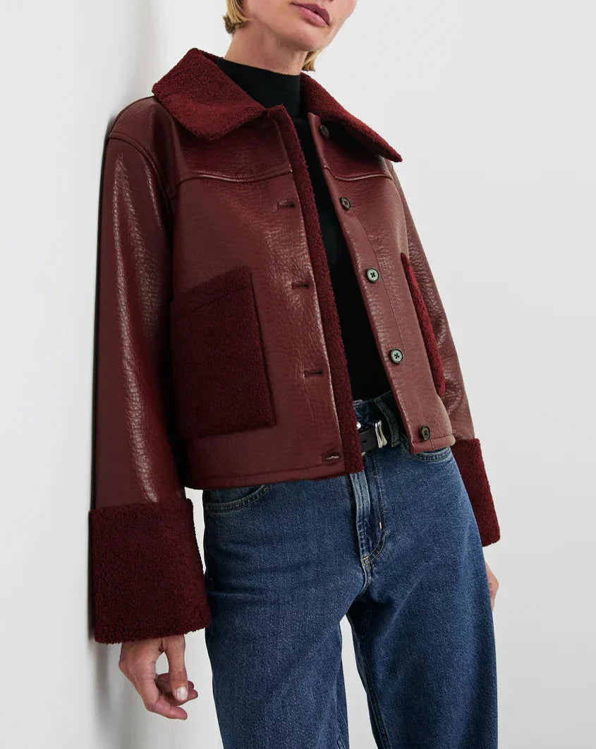 Maroon Shearling Dria Jacket
