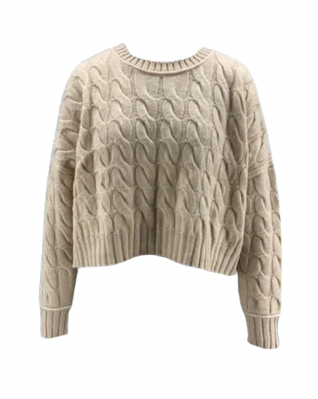 Cream Cecilie Crop Cable Pullover