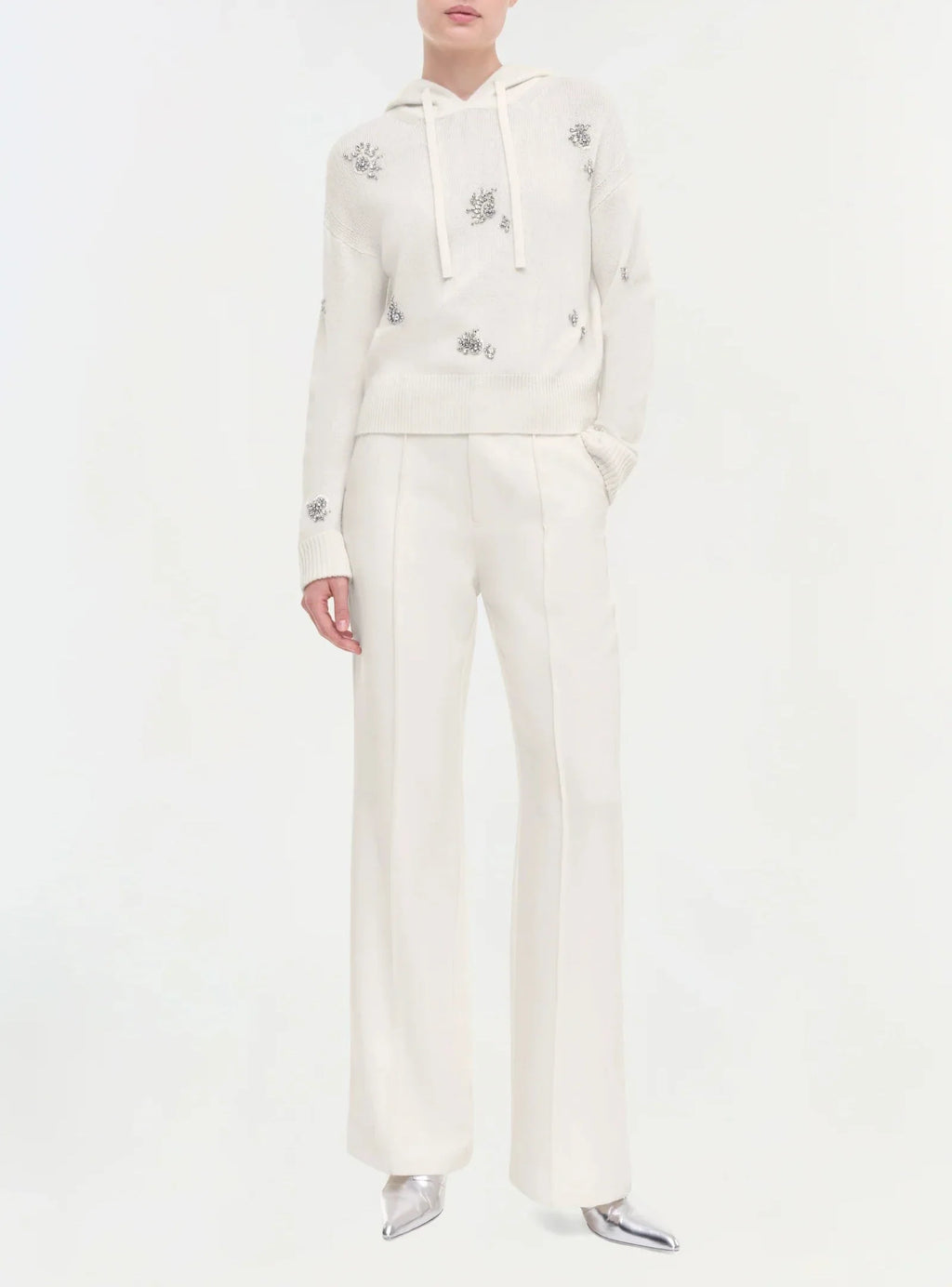 Ivory Karmen Embellished Hooded Top