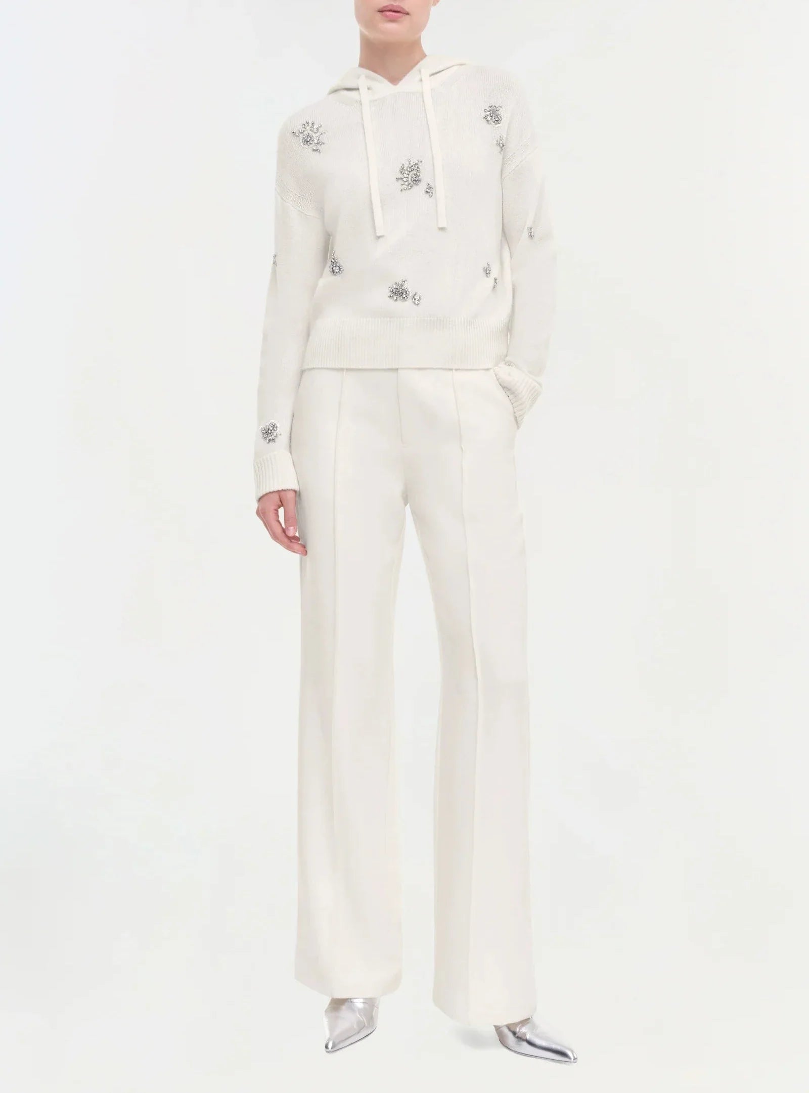 Ivory Karmen Embellished Hooded Top