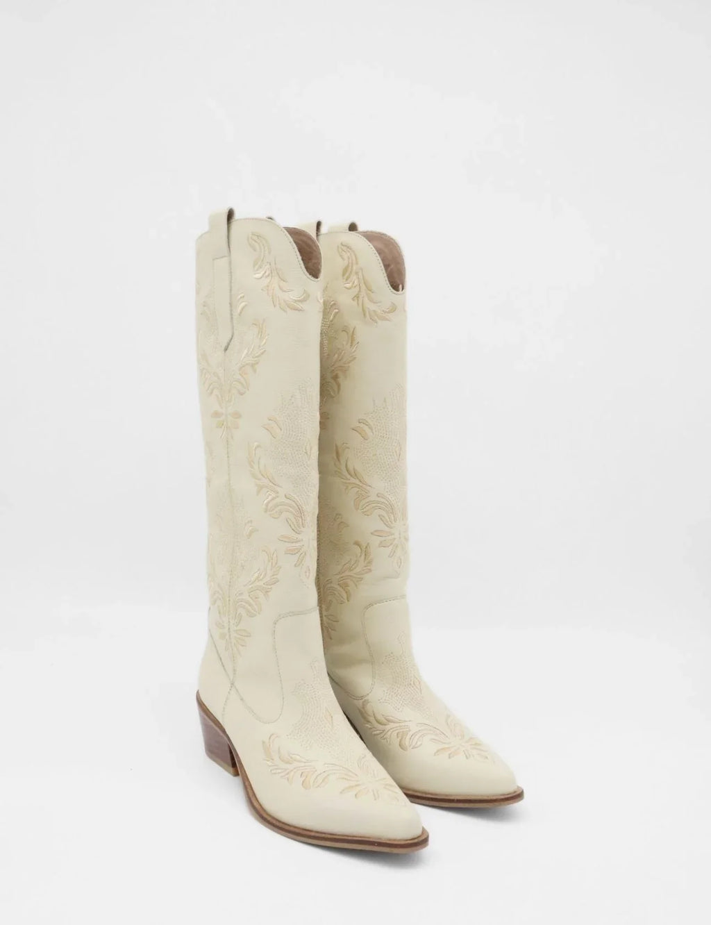 Ivory Leather Western Jolene Boots