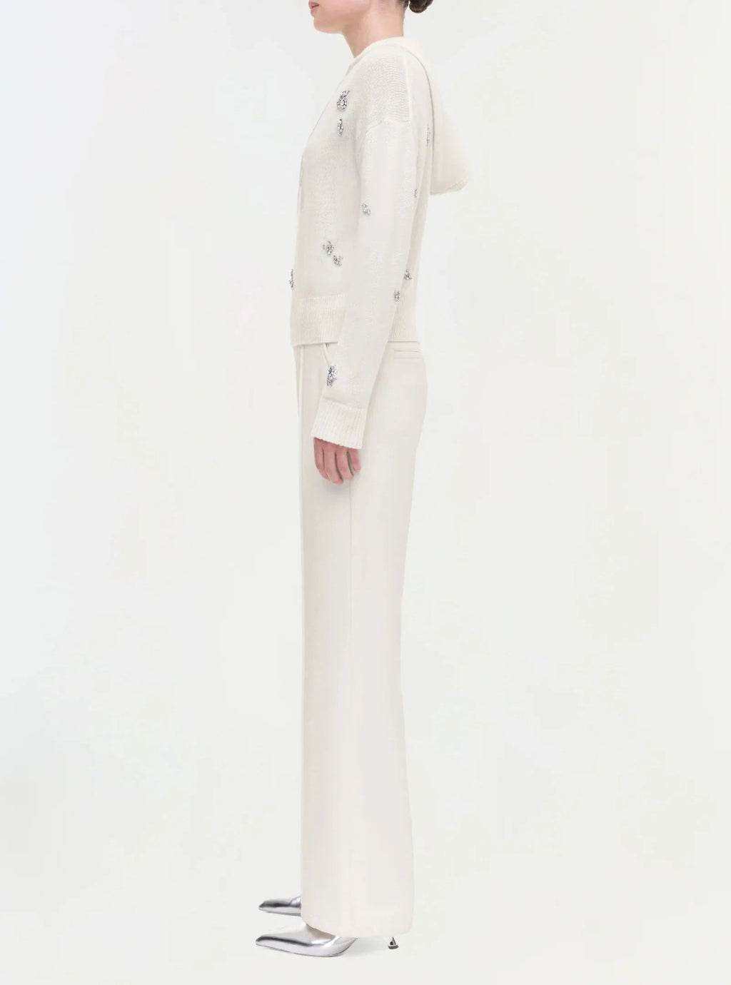 Ivory Karmen Embellished Hooded Top