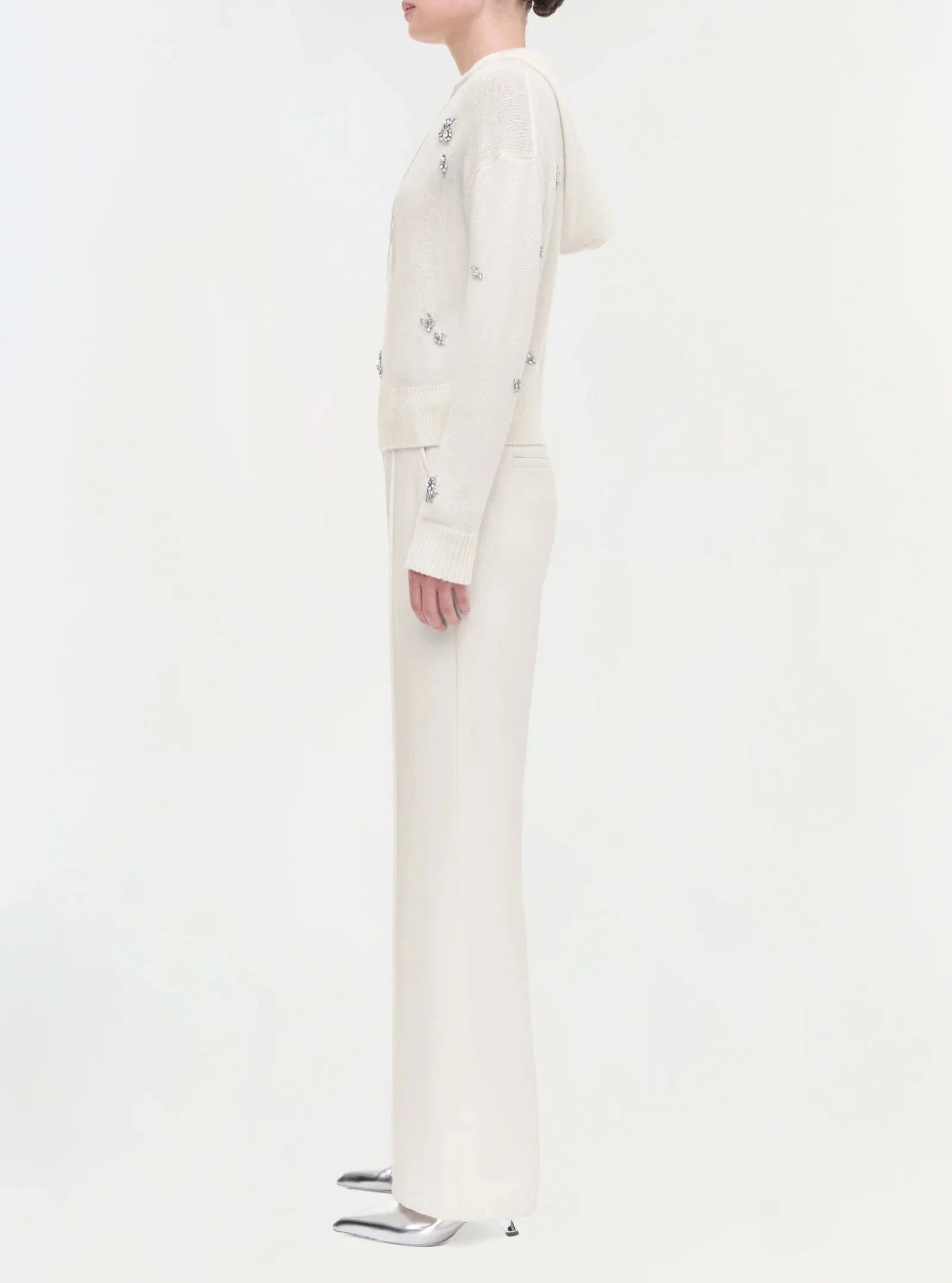 Ivory Karmen Embellished Hooded Top