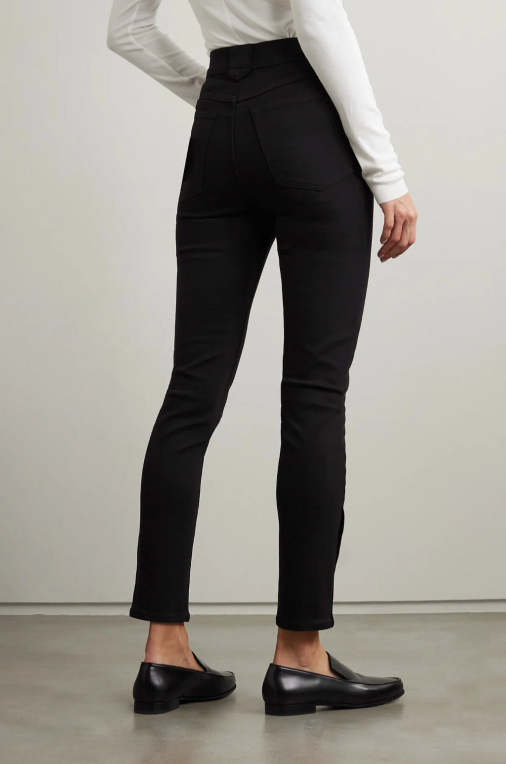 Black Snapped Denim Legging