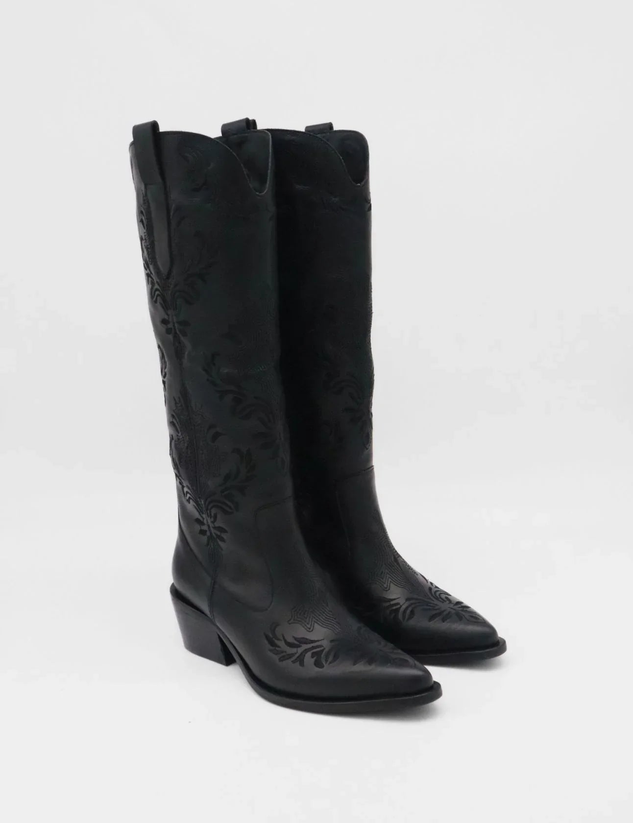 Black Leather Western Jolene Boots