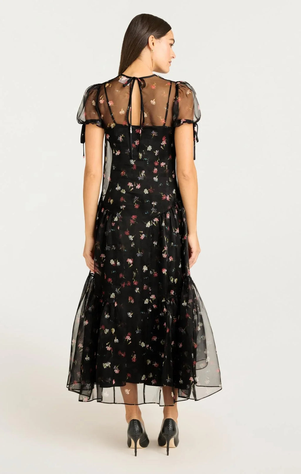Black Tumbing Carnation Kaida Dress
