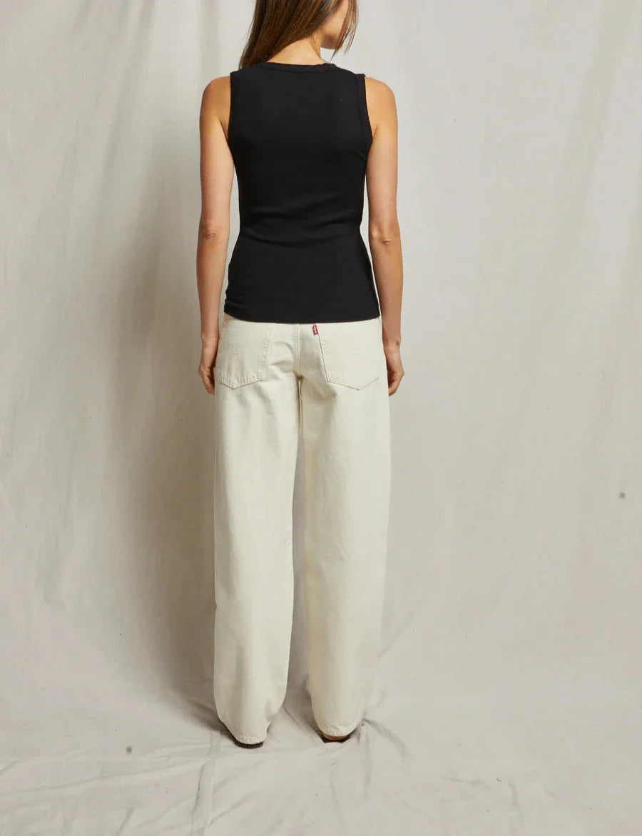 Black Jordan U Neck Ribbed Tank