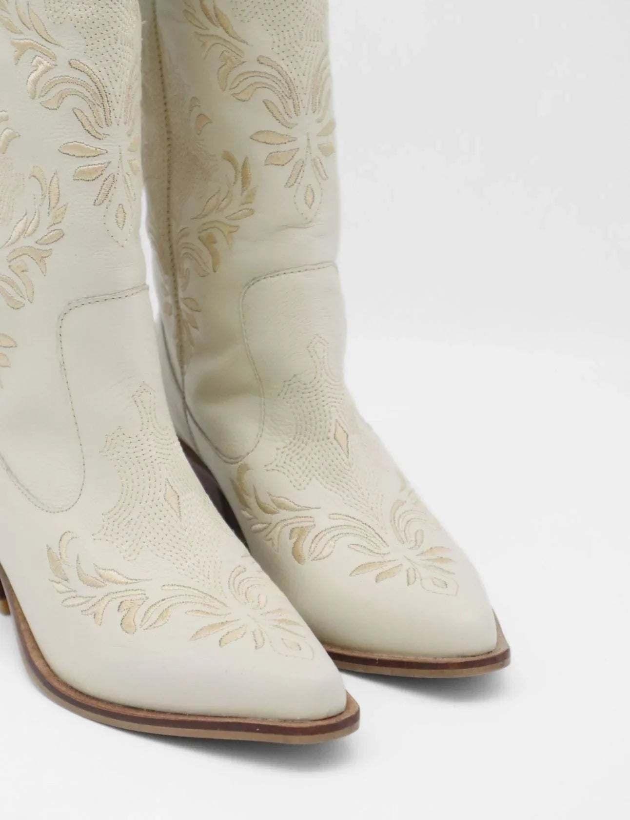 Ivory Leather Western Jolene Boots
