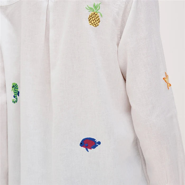 Charlie Island Embroidery Button Down