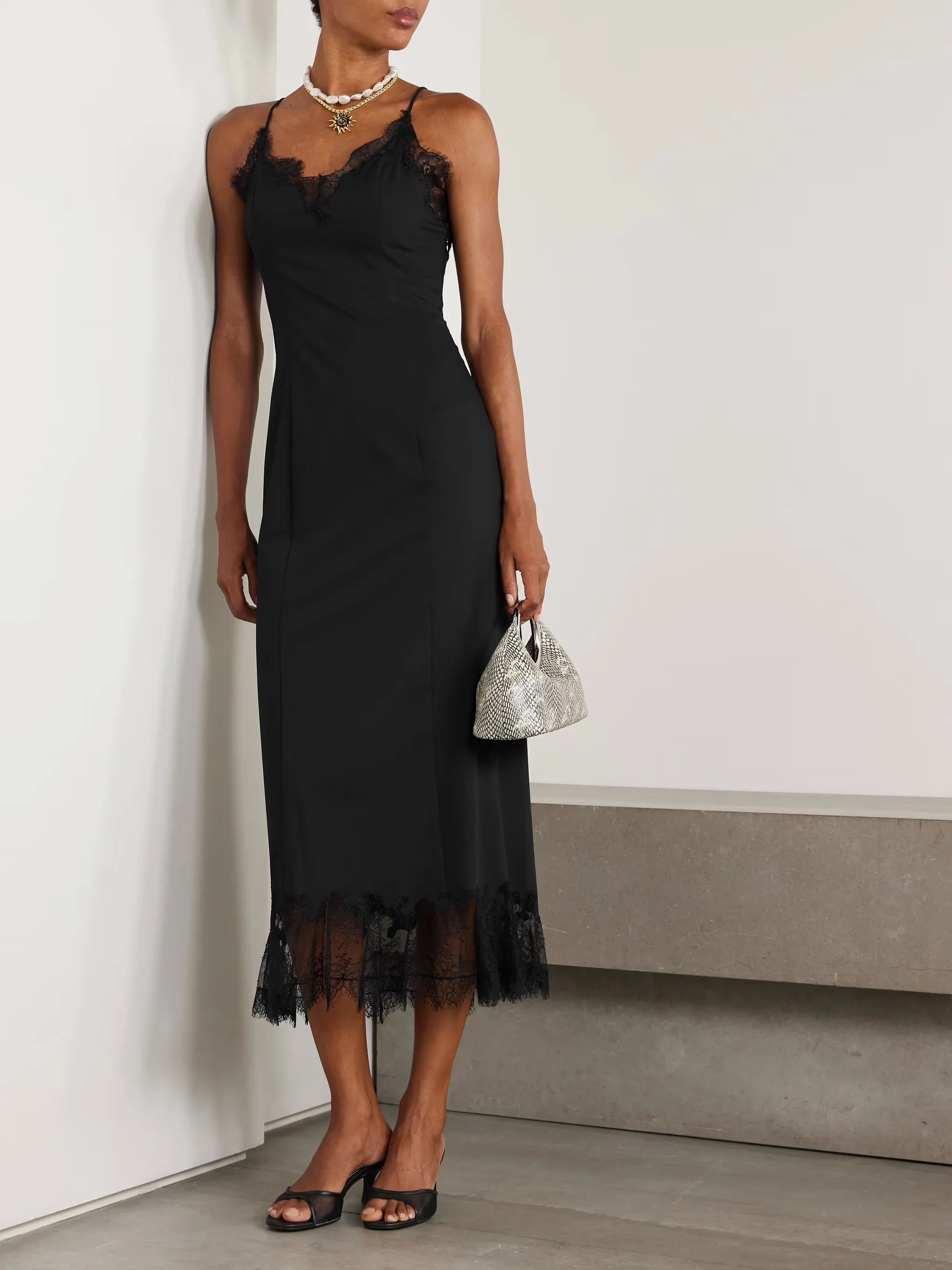 Nadia Lace Trimmed Midi Dress