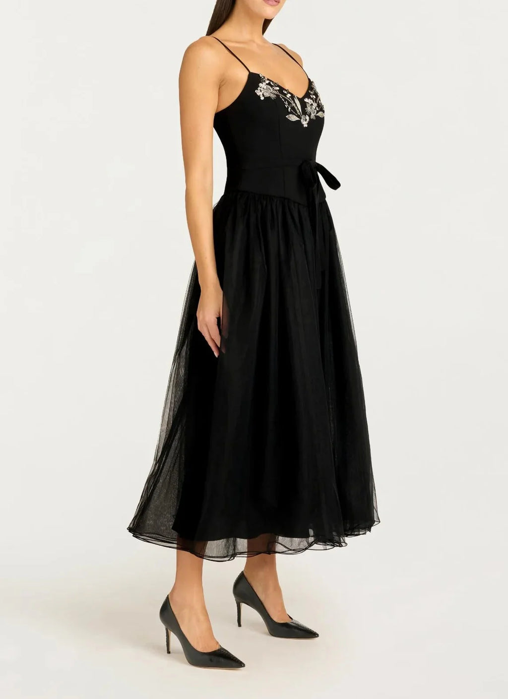 Black Floral Freddi Midi Dress