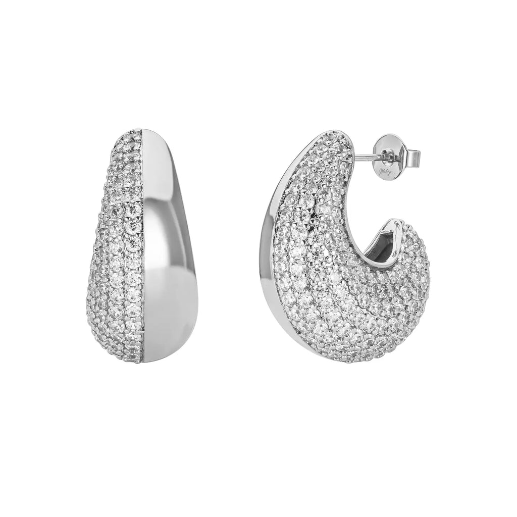 Silver Pavi Bobbi Earrings