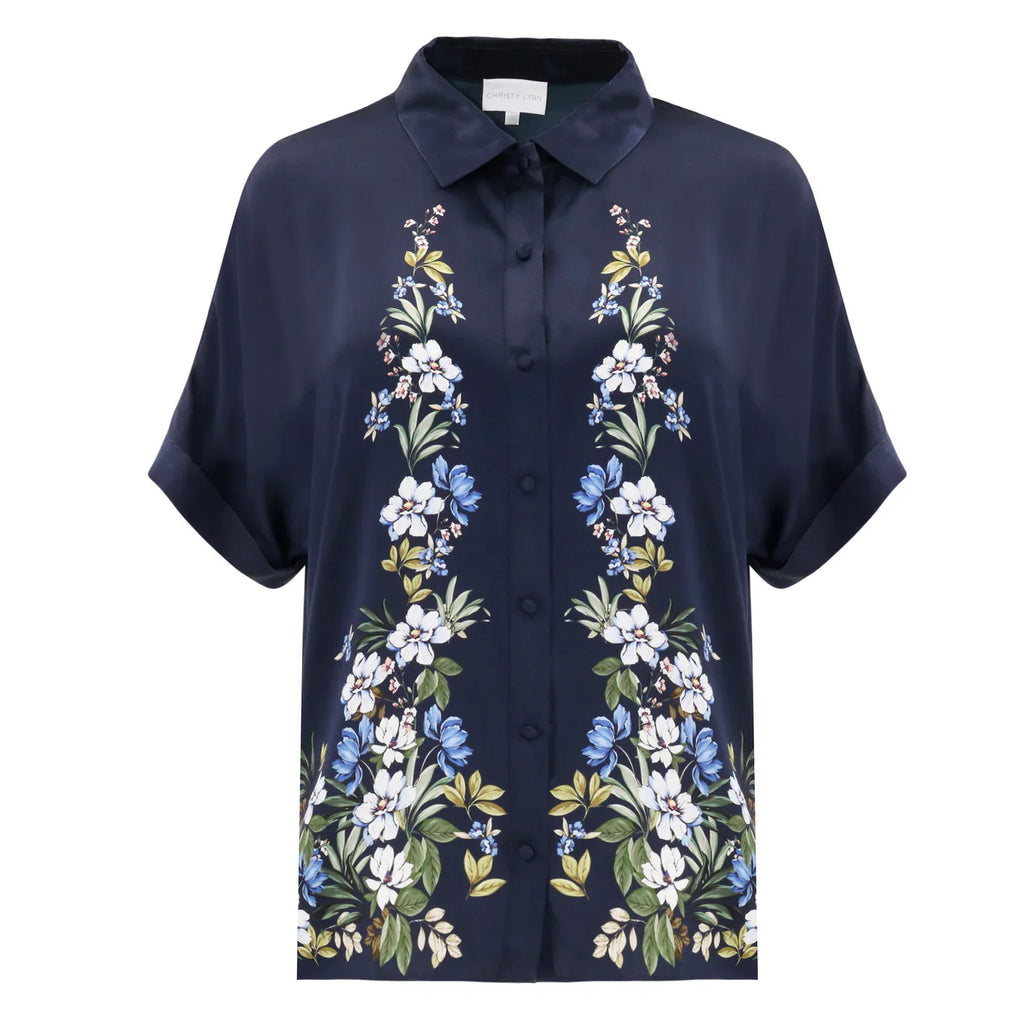 James Top - Navy Trellis