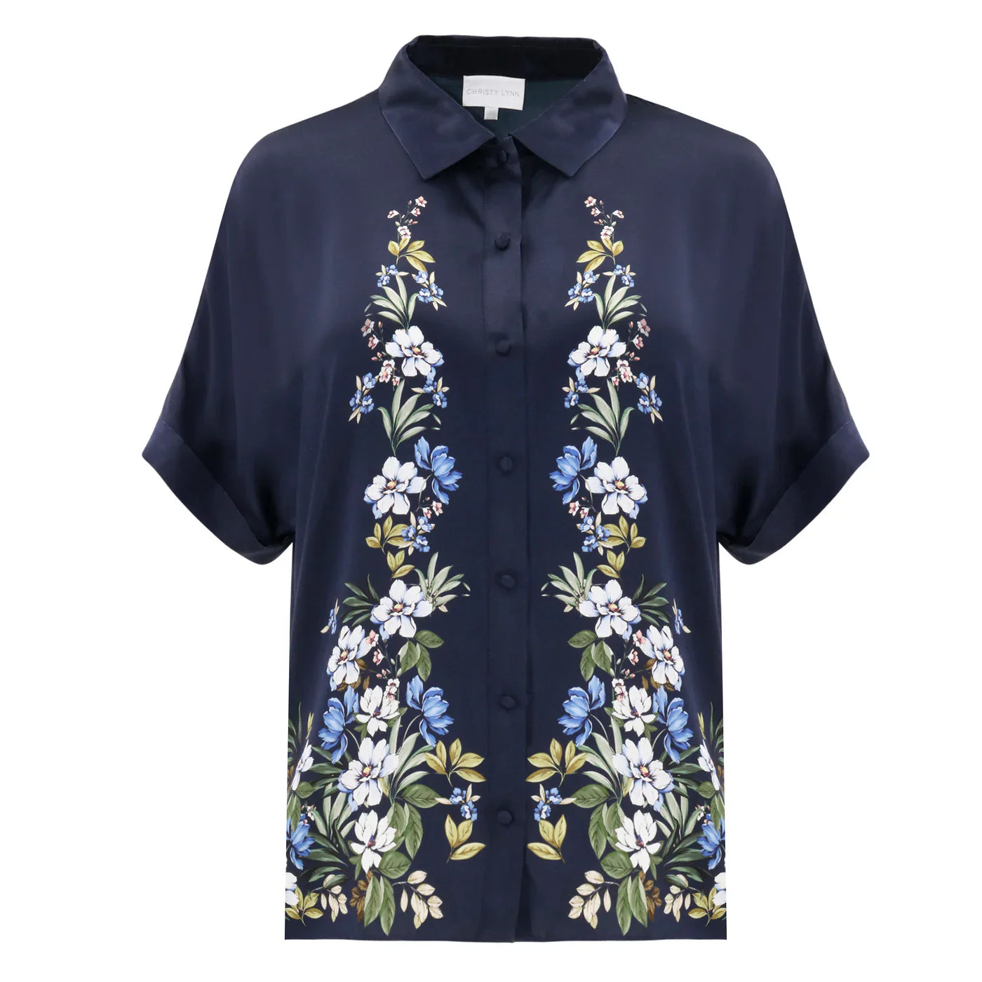 James Top - Navy Trellis