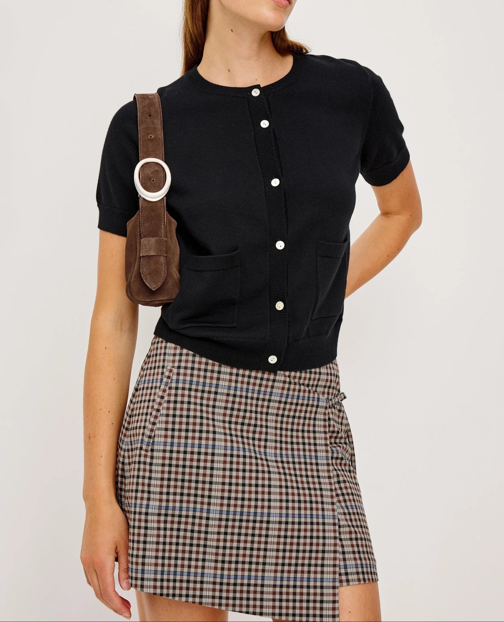 Mocha Check Nial Skirt