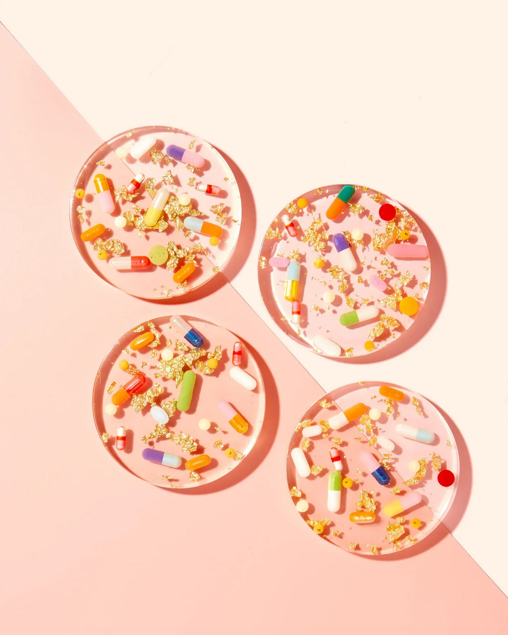 Pill + Gold Coasters - Set of 4