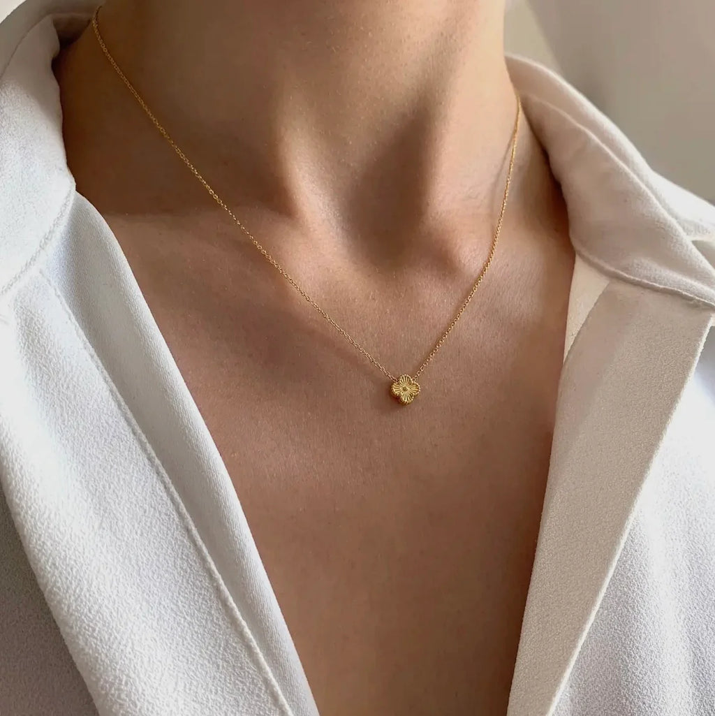 Steel Clover Pendant Necklace