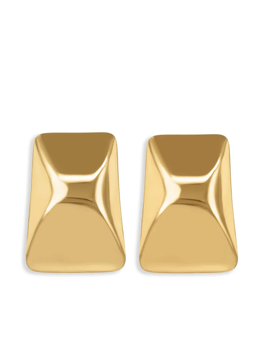 Gold Curved Rectangle Earrings