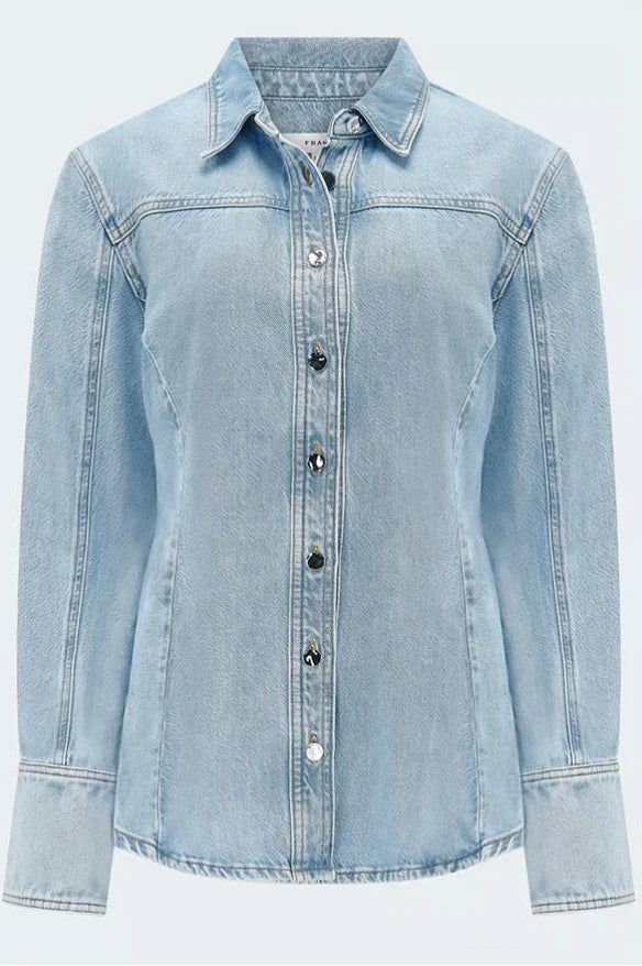 Shimmy Curved Button Down Shirt