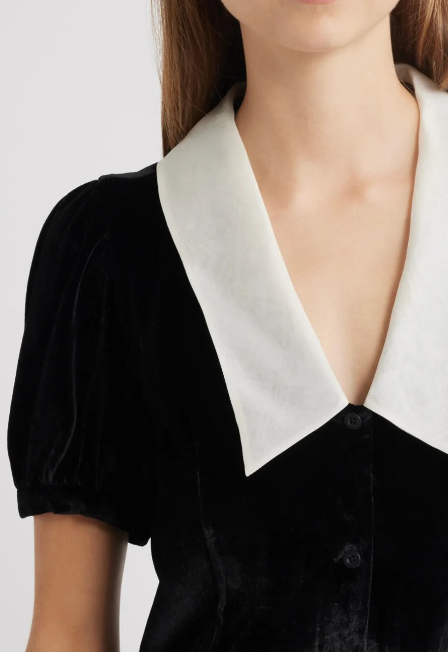 Velvet Sailor Button-Up Top