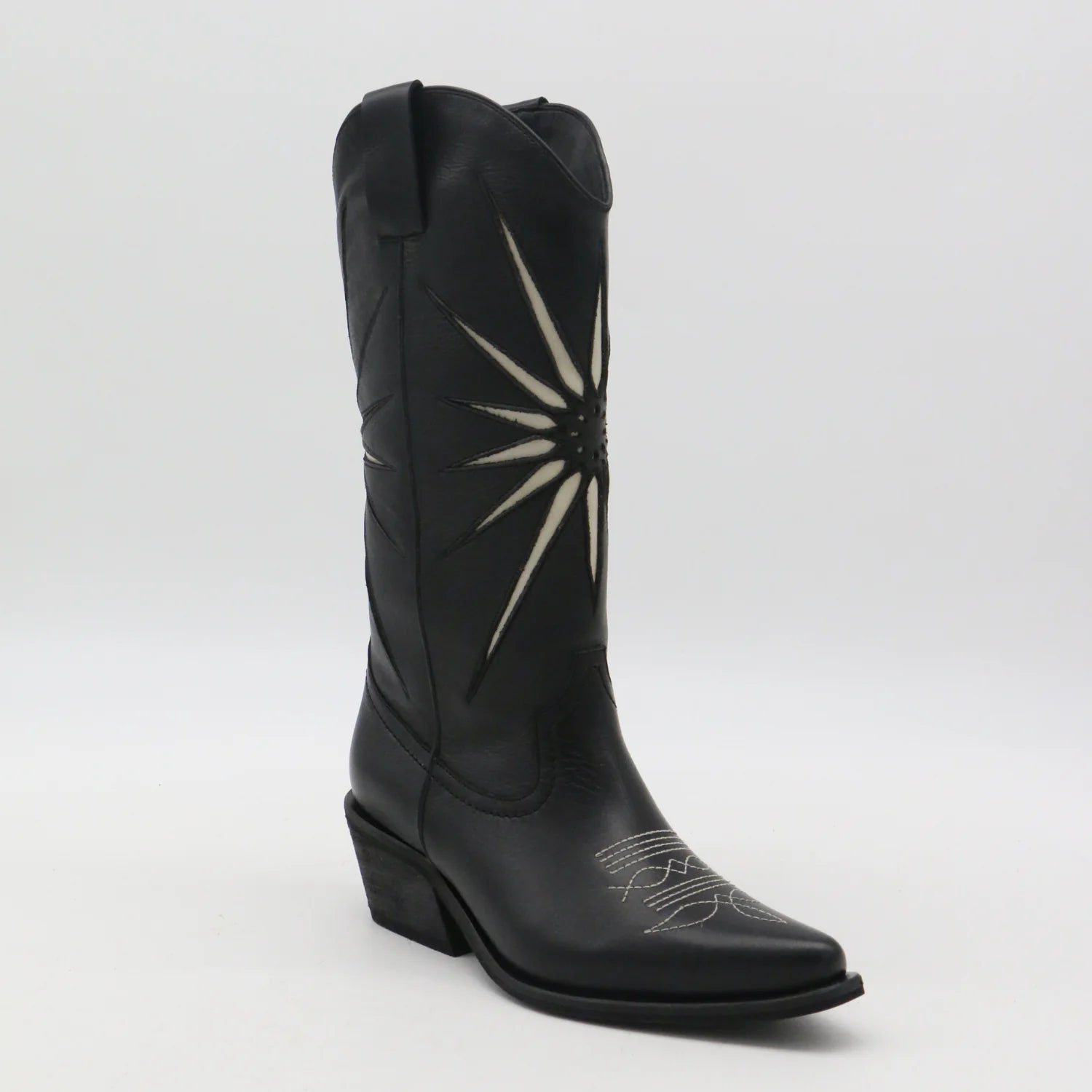 Black Leather Moonrise Cowboy Boots