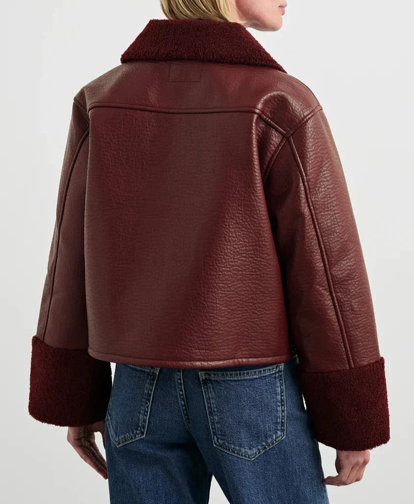 Maroon Shearling Dria Jacket