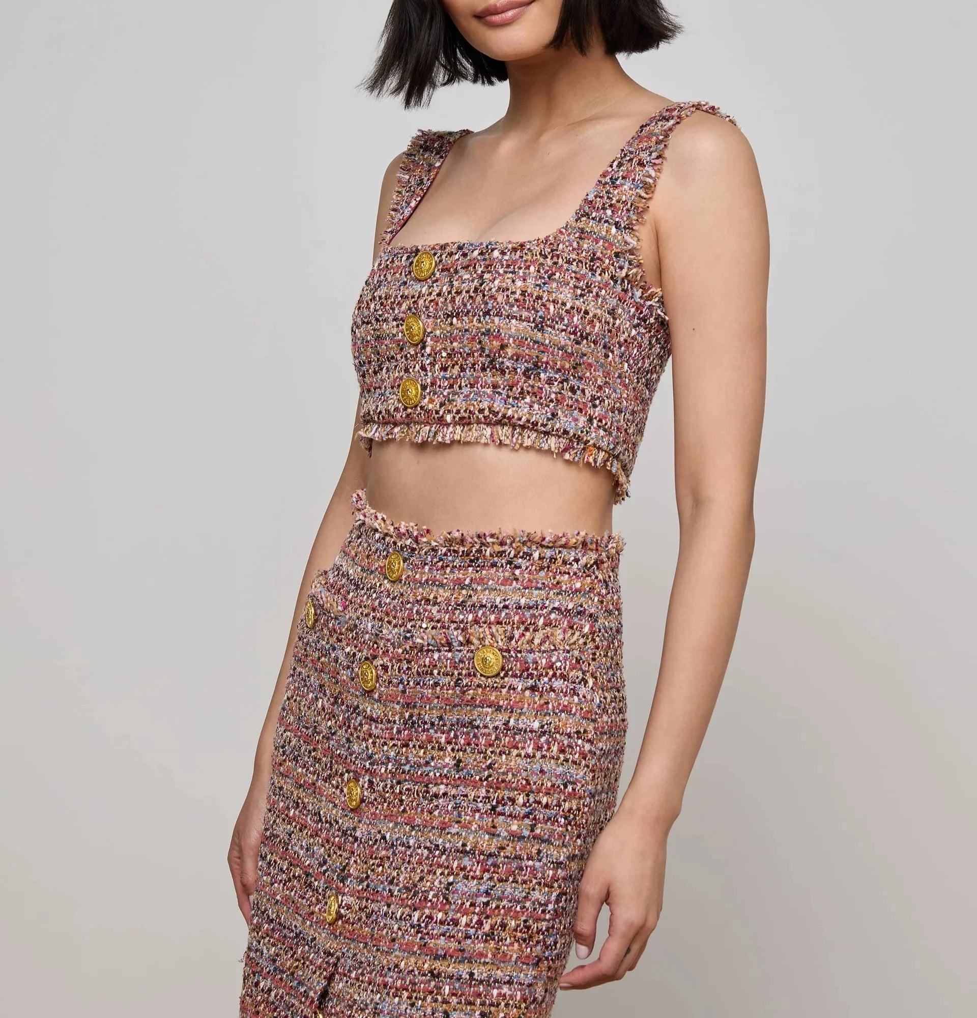 Mauve Tweed Maylin Bralette Top