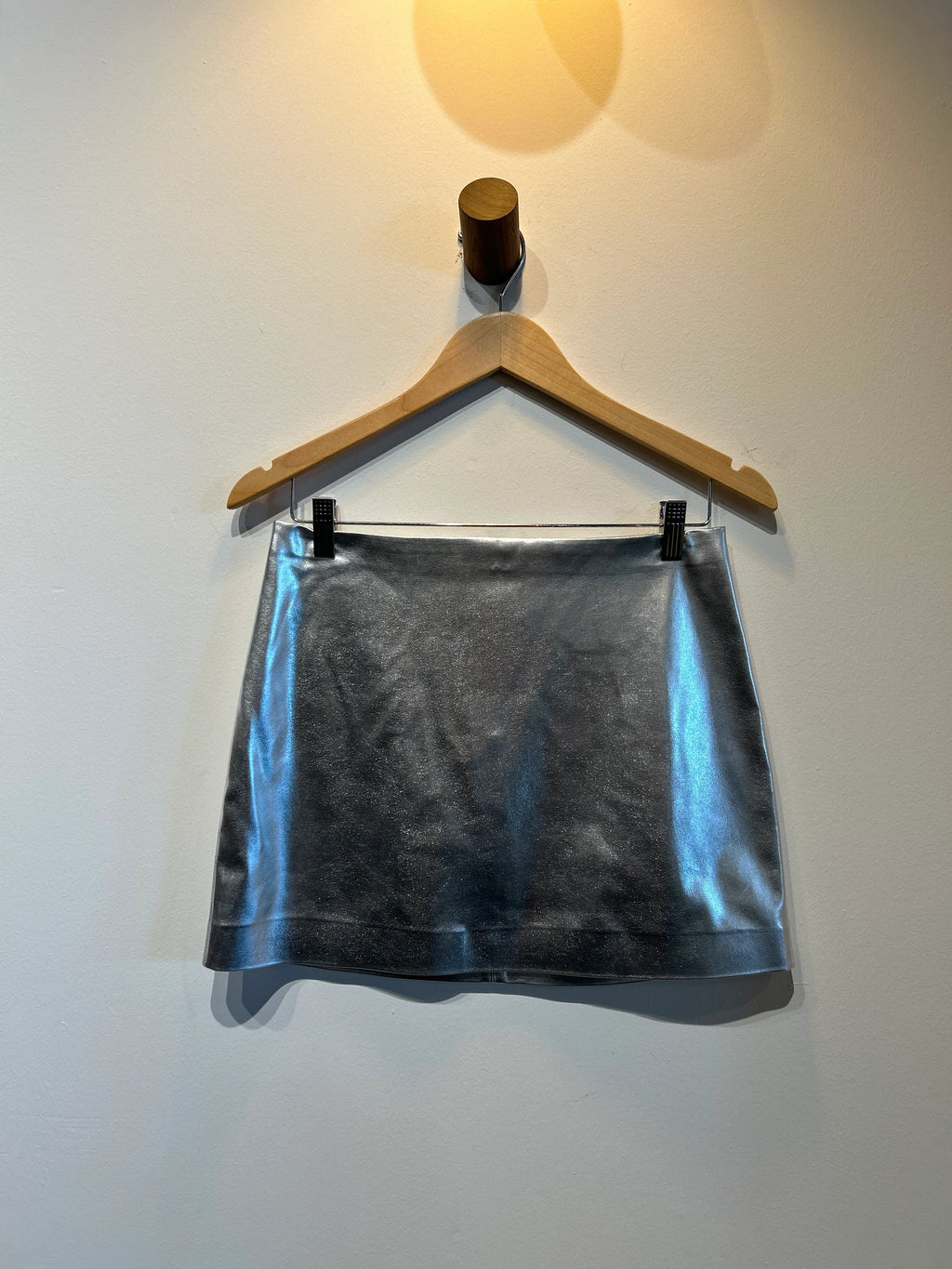 Silver Elana Vegan Leather Mini Skirt