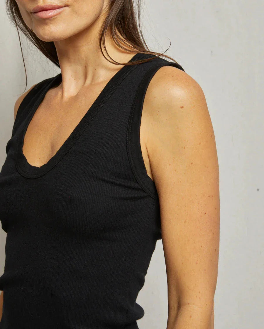 Black Jordan U Neck Ribbed Tank