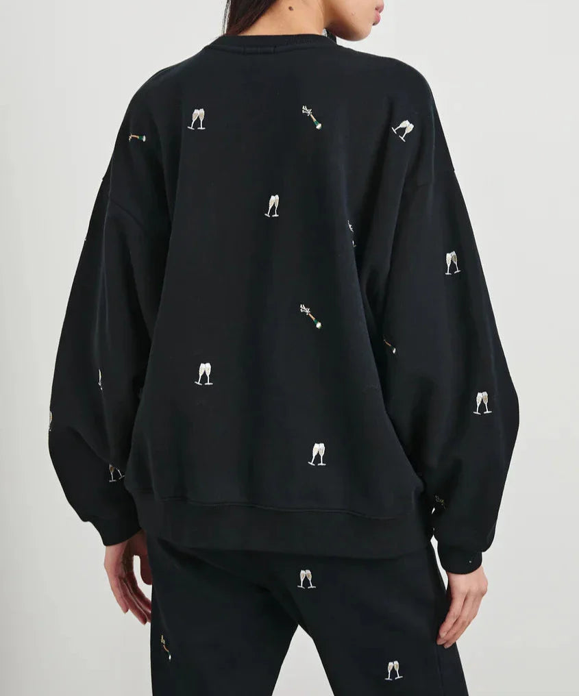 Black Champagne Varsity Sweatshirt