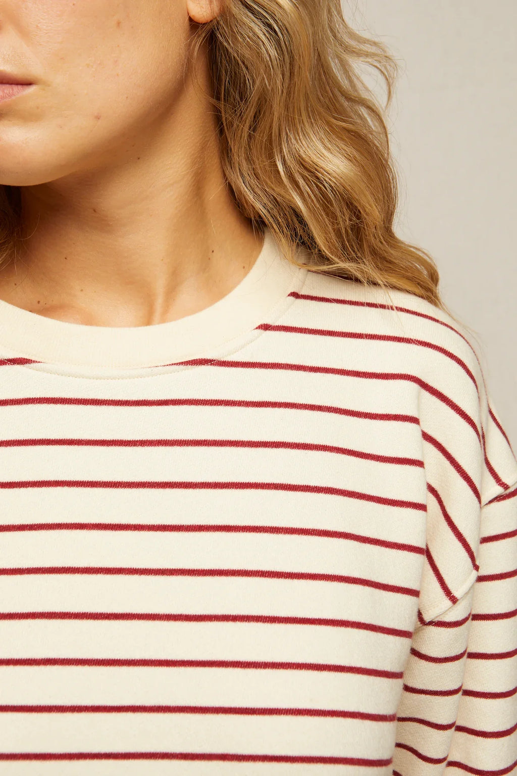 Tyler Red Natural Stripe Pullover Sweatshirt