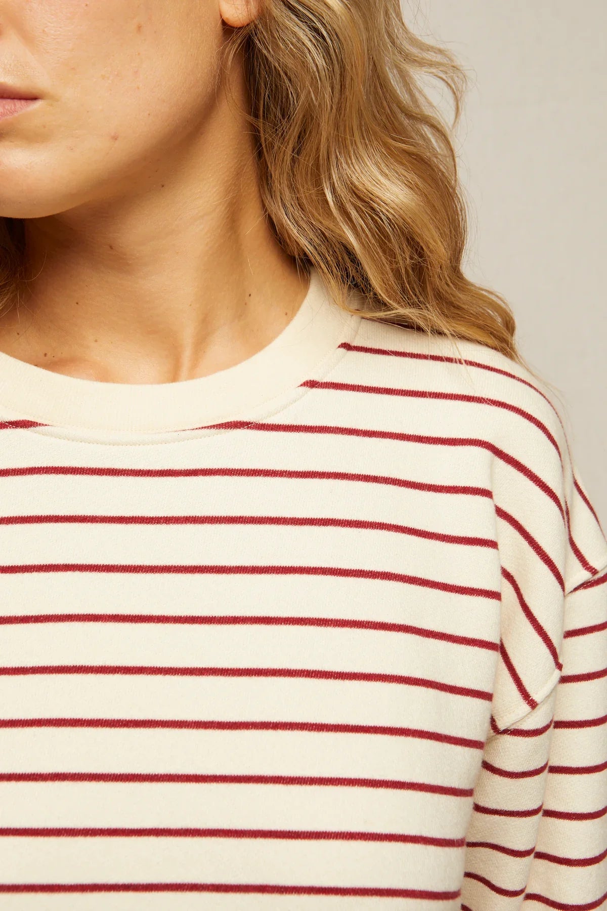 Tyler Red Natural Stripe Pullover Sweatshirt