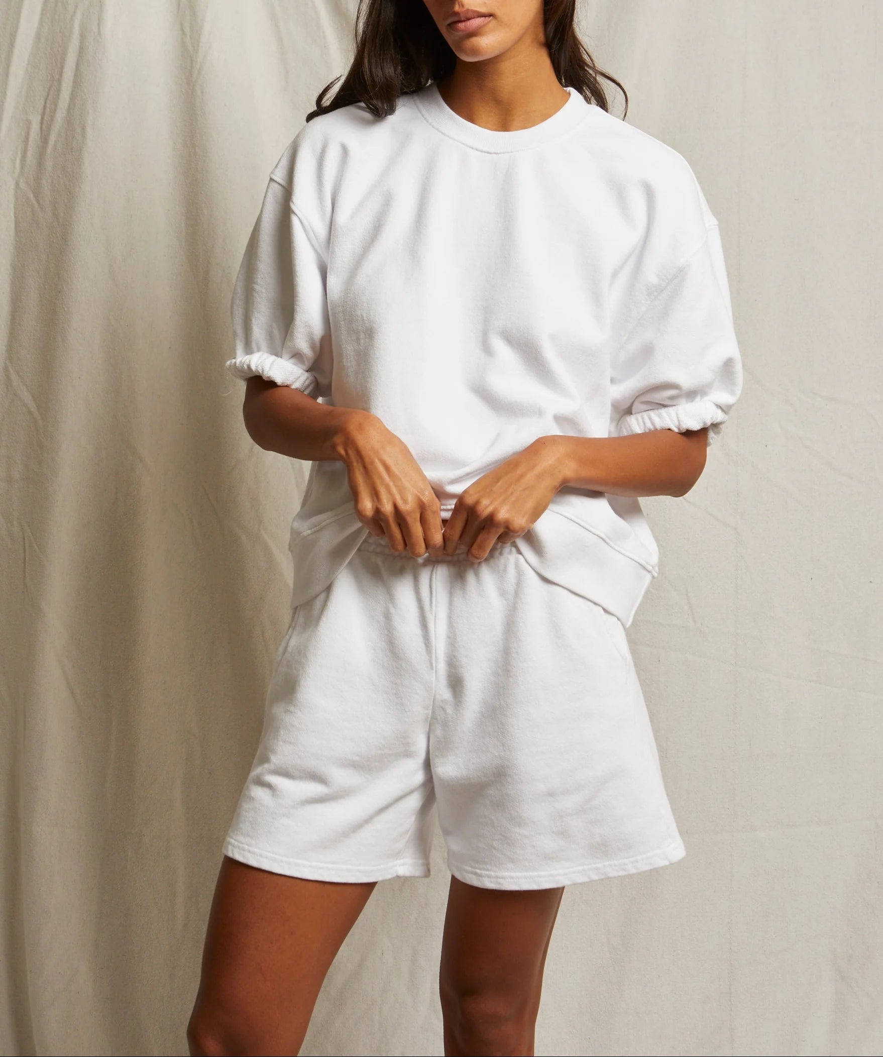 White French Terry Puff Sleeve Sweatshirt