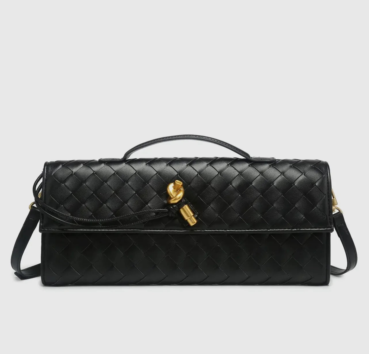 Black Woven Leather Clutch