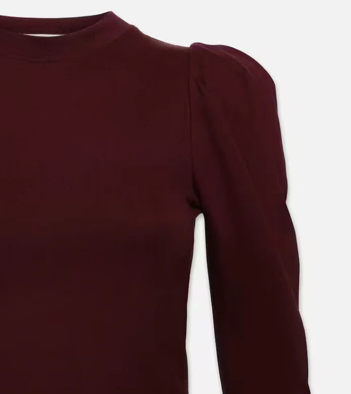 Burgundy Draped Femme Long Sleeve