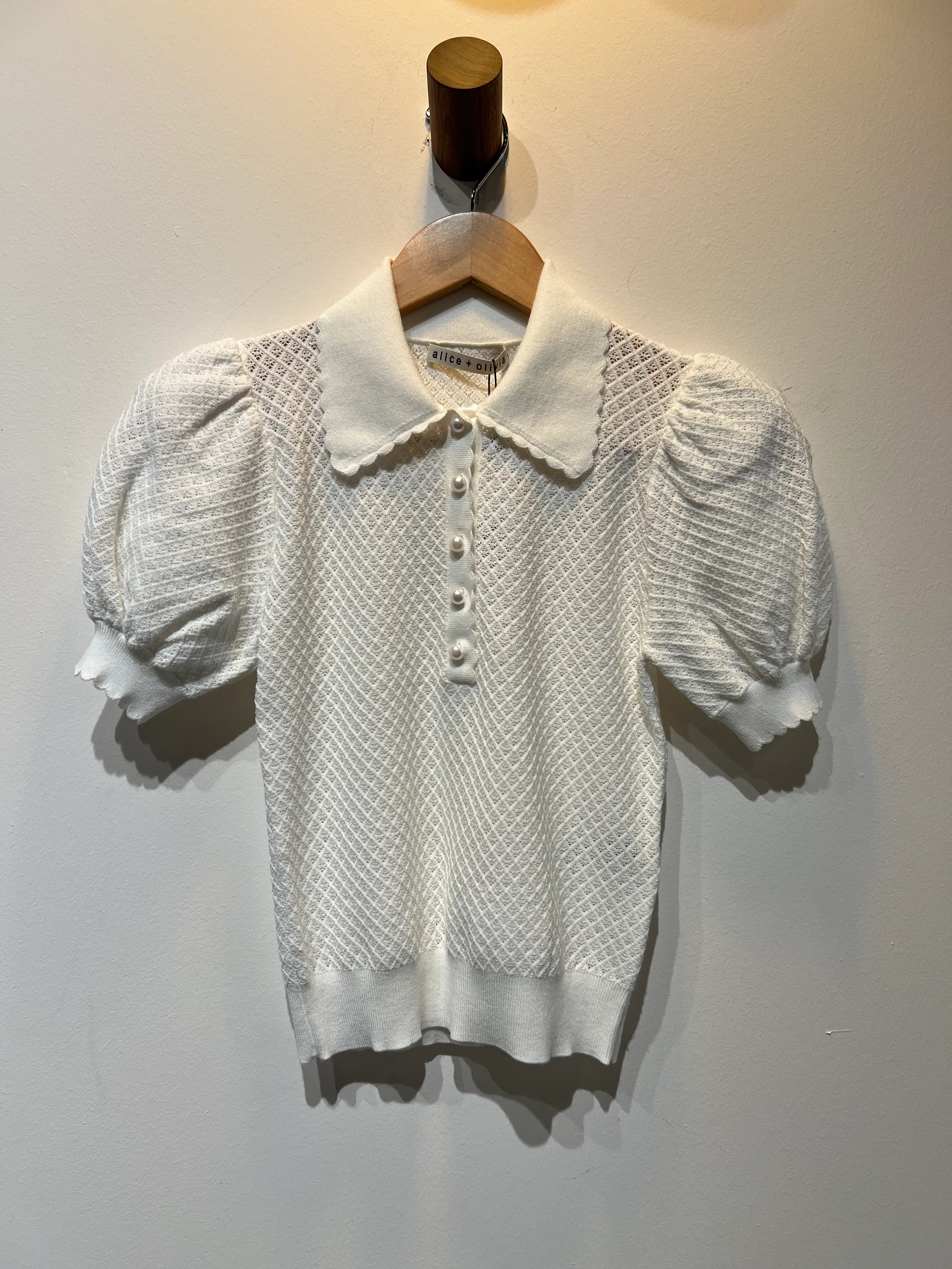 White Romona Pointelle Polo