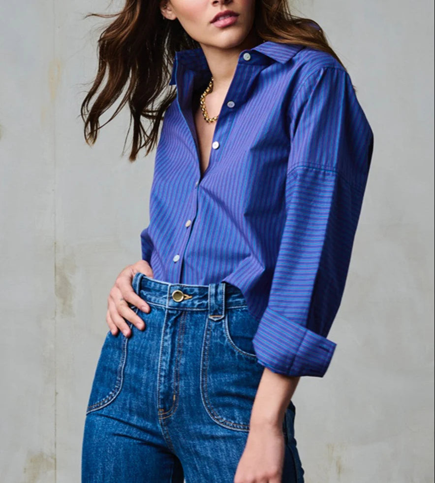 Denim Wine Stripe Amita Top