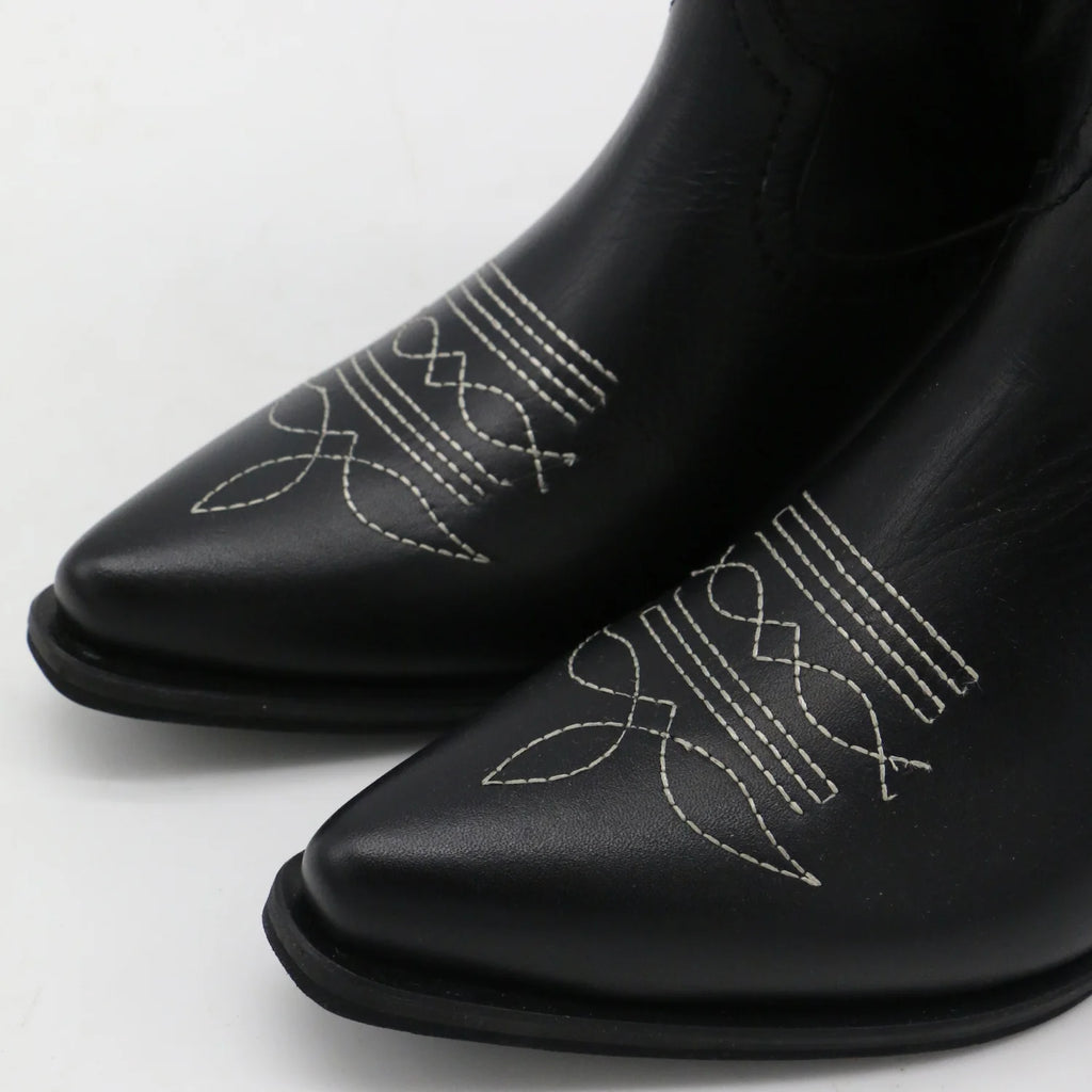 Black Leather Moonrise Cowboy Boots