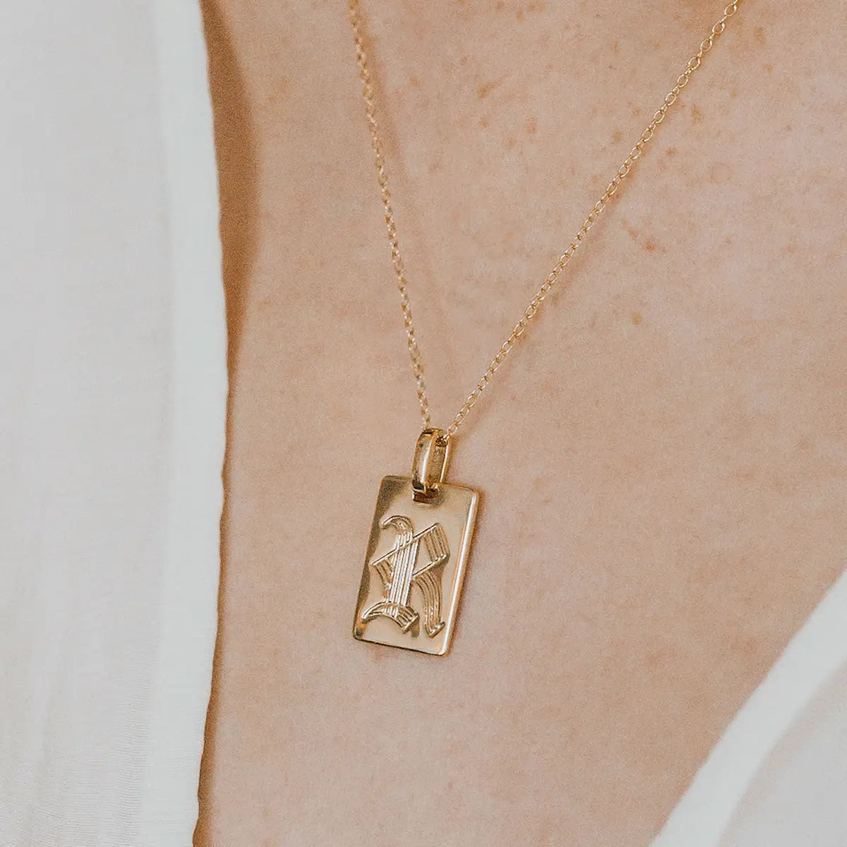 Gold Old English Initial Pendant