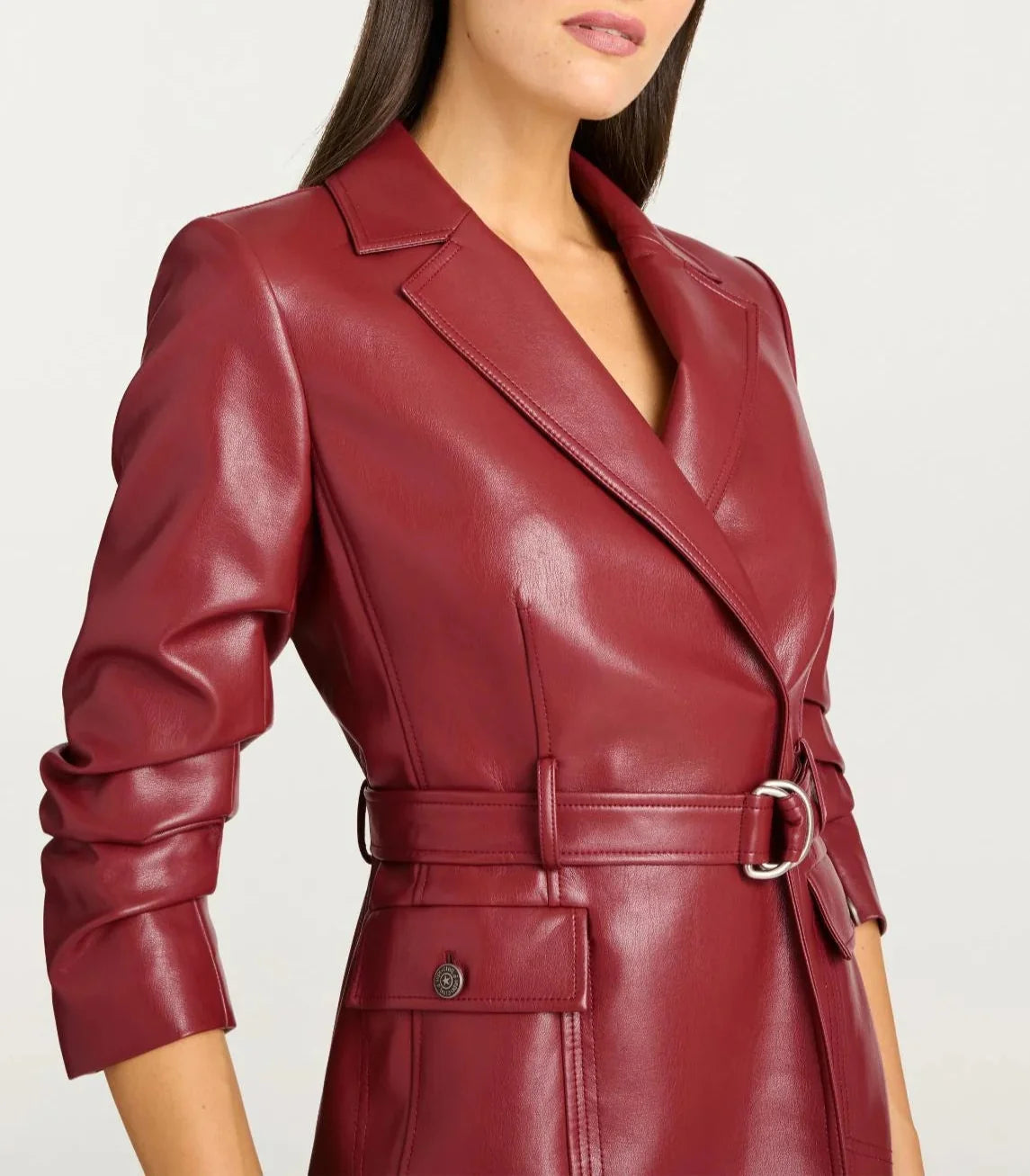 Wineberry Vegan Leather Jenessa Mini Dress