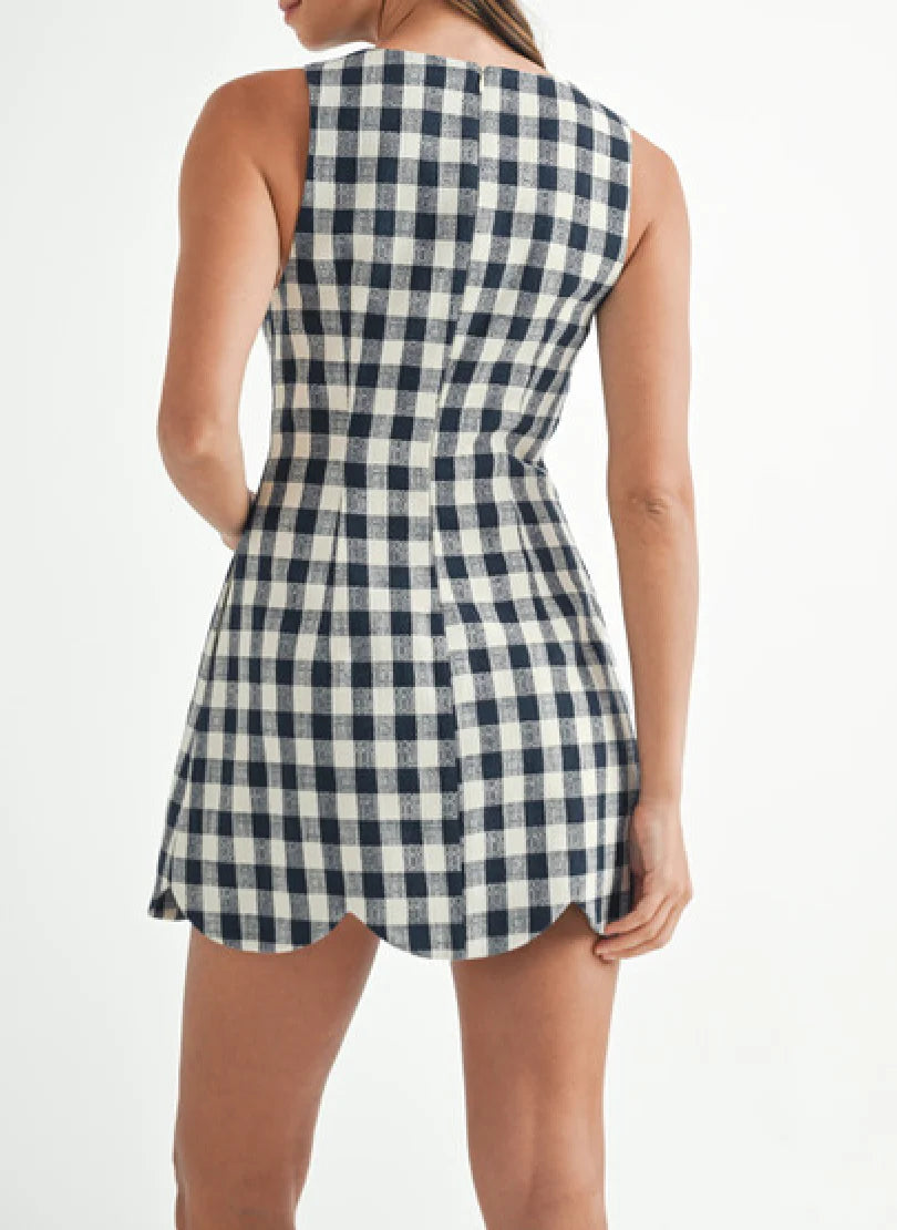 Plaid Scallop Mini Dress