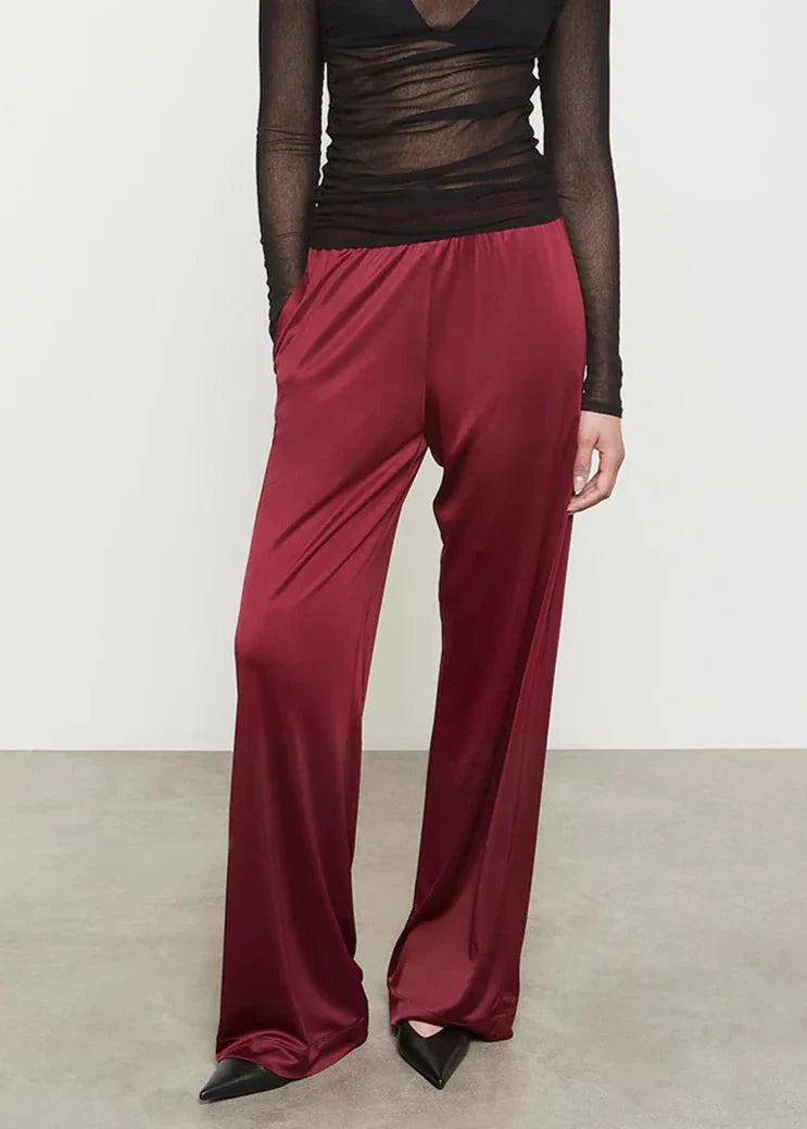 Burgundy Liquid Jersey Resort Pant